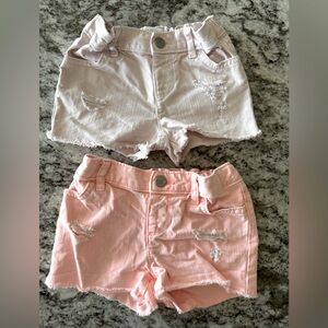 Two Pair of Children’s Place Toddler Girls distressed shorts size 18-24 months